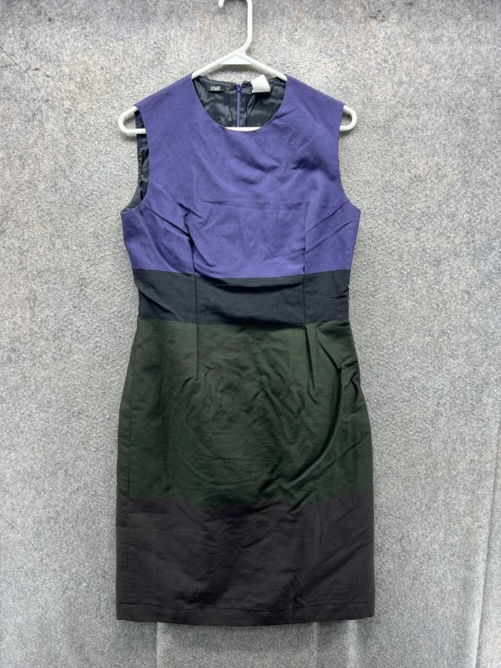 Cesare Fabbri Dress Womens 44 Multicolor Colorblock Sheath Knee Length